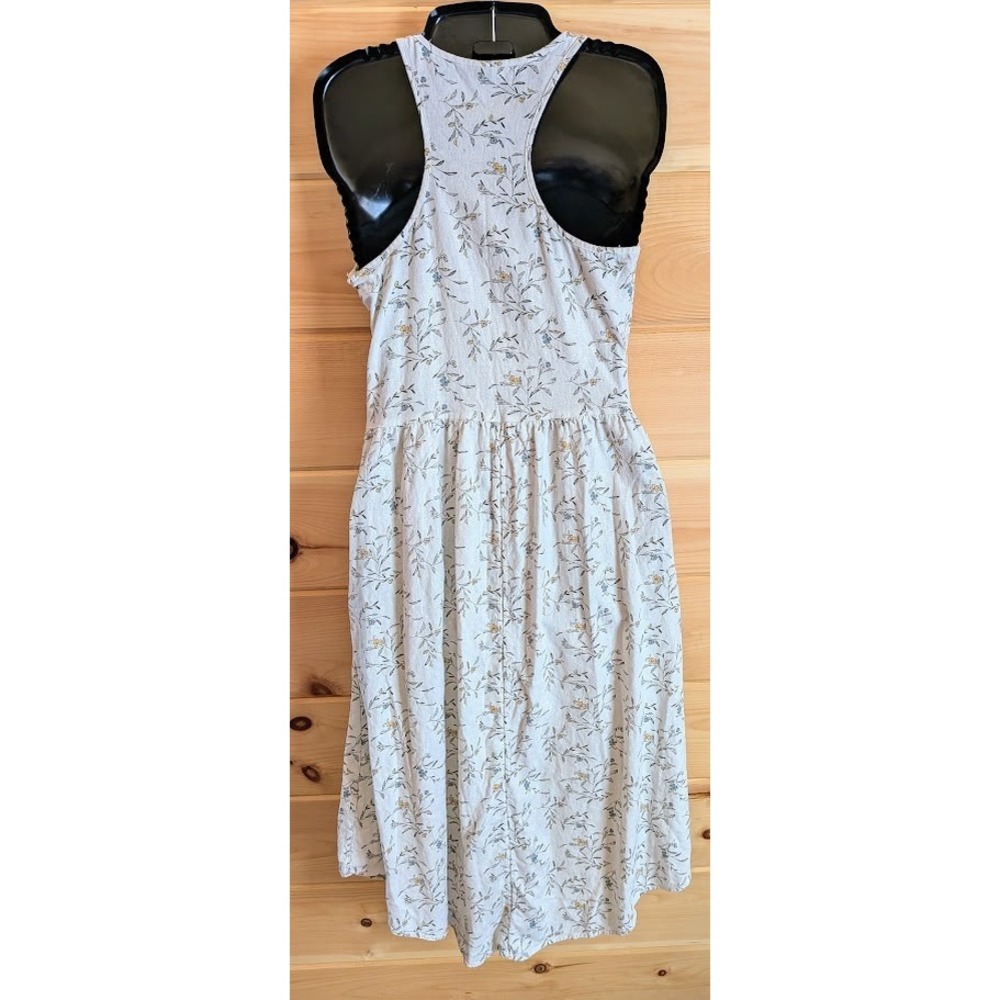 Sun Dress XS Floral Linen Blend Drop V Waist Flowy Resort Beachy Boho Relaxed - Picture 5 of 12